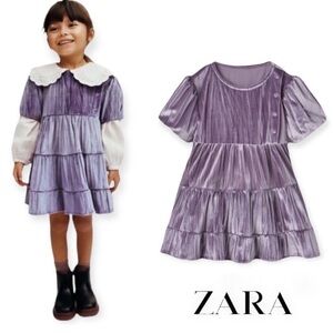 ZARA Kids | Dark Mauve | Tiered Velvet Dress